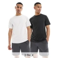 ASOS 4505 Icon training t-shirt with quick dry 2 pack in black and white-Multi