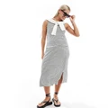 Mamalicious Maternity fine knit midi skirt in mono stripe (part of a set)-White