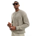 Pull & Bear textured knitted jumper in khaki-Green