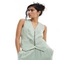 Whistles Rita luxe waistcoat in sage green (part of a set)