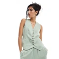 Whistles Rita luxe waistcoat in sage green (part of a set)