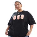 ASOS DESIGN Curve oversized heavyweight t-shirt with Coca-Cola cans licence graphic in black
