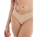 Commando classic raw-cut microfibre lingerie thong in beige-Neutral
