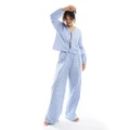 Luna oversized pyjama bottoms in blue gingham (part of a set)