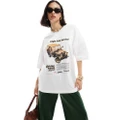 ASOS DESIGN oversized t-shirt with eagle jeep licence graphic in white