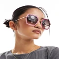 AJ Morgan oversized festival glitter sunglasses in pink - PIN