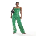 Muubaa high waist straight leg leather pants in green