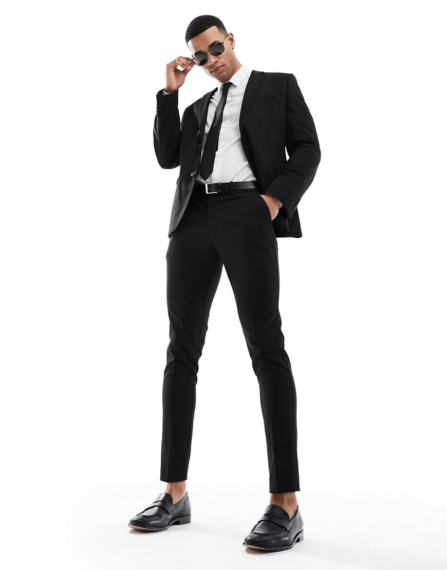 ASOS DESIGN skinny suit pants in black twill