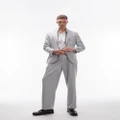 Topman wide leg linen suit pants in grey
