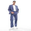 ASOS DESIGN straight suit pants in royal blue pindot-Navy