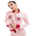 Juicy Couture retro towelling tracksuit top in candy pink (part of a set)