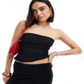 Pull & Bear polyamide second skin bandeau top in black (part of a set)