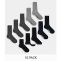 Jack & Jones 10 pack socks in black & grey-Multi
