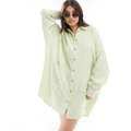ASOS DESIGN double cloth oversized shirt dress with dropped pockets in apple green