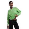 Monki textured wool blend sweater in green