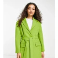 ASOS DESIGN Petite belted suit blazer in olive-Green
