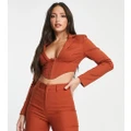 Simmi Tall corset detail cropped blazer in rust (part of a set)-Orange