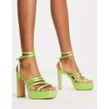 Public Desire Viola platform sandals in lime satin-Green