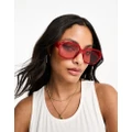 Monki oversized square sunglasses in red