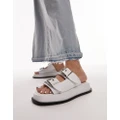 Topshop Katie leather chunky sandals in white croc