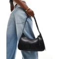 Pull & Bear classic PU shoulder bag in washed black