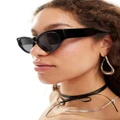 Monki cat eye oval acetate sunglasses in black