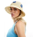 South Beach evil eye bucket hat in natural-Neutral