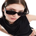 Monki small rectangle sunglasses in black