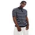Brave Soul textured knit stripe polo in navy