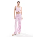 ONLY high waisted wide leg tailored pants in light pink (part of a set)