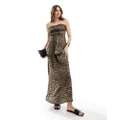 ASOS DESIGN linen look leopard maxi skirt (part of a set)-Multi