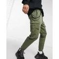 Pull & Bear cargo chino trackies in khaki with chain-Green