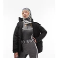 Topshop Petite Sno ski parka coat with faux fur hood in black
