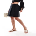 Selected Femme linen touch wrap skirt in black