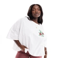 ASOS DESIGN Curve oversized t-shirt with NYC roses graphic in white