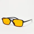 ASOS DESIGN fine frame aviator fashion glasses with orange lenses-Multi