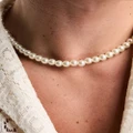 Jack & Jones necklace with faux pearl design-White