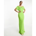 ASOS DESIGN flutter sleeve cowl neck maxi dress in apple green