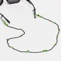 ASOS DESIGN glasses chain with green stones in black