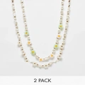 Pieces 2 pack beaded daisy necklaces in multi
