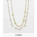 Pieces 2 pack beaded daisy necklaces in multi