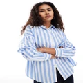 Selected classic button down striped shirt in blue-White