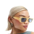 AIRE x ASOS Apheta square frame sunglasses in yellow with blue lens