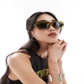 & Other Stories premium chunky rectangle sunglasses in green