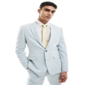 ASOS DESIGN skinny suit jacket in pale blue birdseye texture