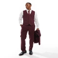 ASOS DESIGN slim suit pants in burgundy-Red