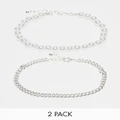 Jack & Jones 2 pack silver plated chain and pearl bracelet