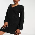 Threadbare Tall Rhiannon slouchy jumper dress in black