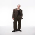 Topman relaxed suit pants in khaki-Brown