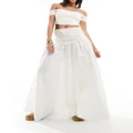 Free People embroidered panel maxi skirt in ecru-White